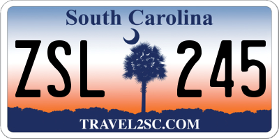 SC license plate ZSL245