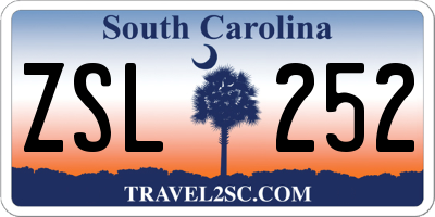 SC license plate ZSL252