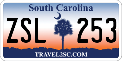 SC license plate ZSL253