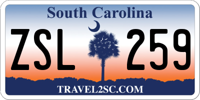 SC license plate ZSL259