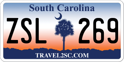 SC license plate ZSL269