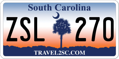 SC license plate ZSL270
