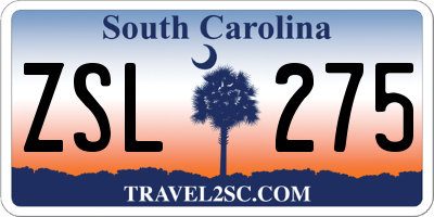 SC license plate ZSL275