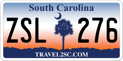 SC license plate ZSL276