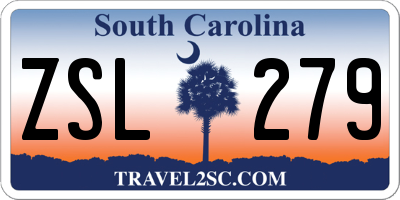 SC license plate ZSL279
