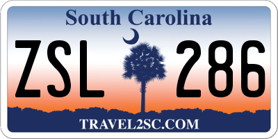 SC license plate ZSL286