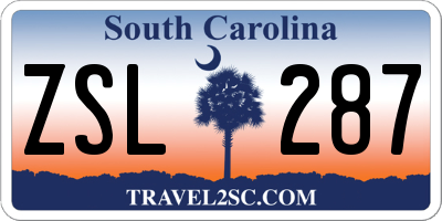 SC license plate ZSL287