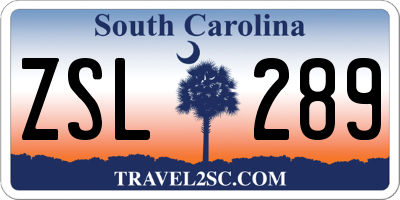SC license plate ZSL289