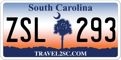 SC license plate ZSL293