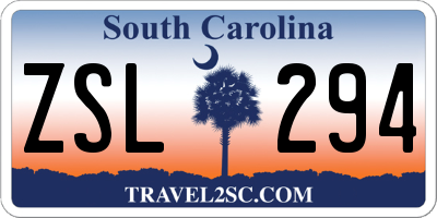 SC license plate ZSL294