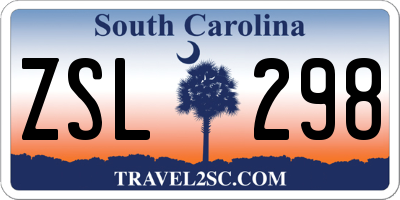 SC license plate ZSL298