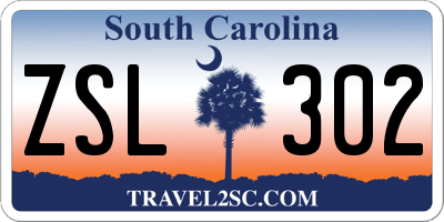 SC license plate ZSL302