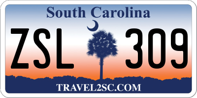 SC license plate ZSL309