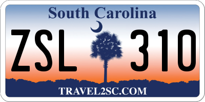 SC license plate ZSL310