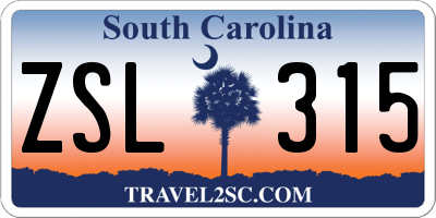SC license plate ZSL315