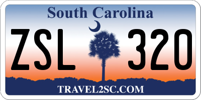 SC license plate ZSL320