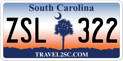 SC license plate ZSL322
