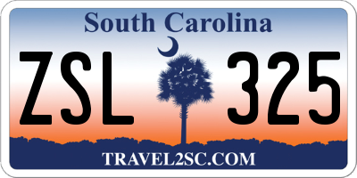 SC license plate ZSL325