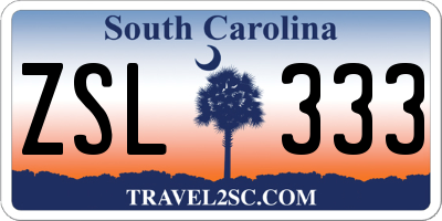 SC license plate ZSL333