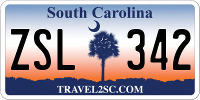 SC license plate ZSL342