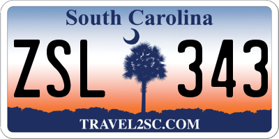 SC license plate ZSL343