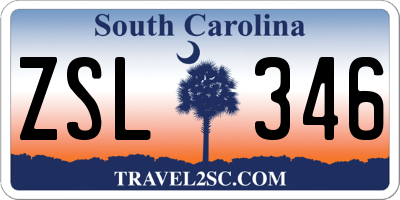 SC license plate ZSL346