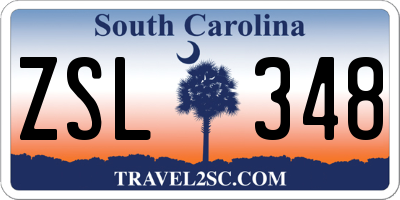 SC license plate ZSL348