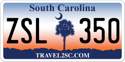 SC license plate ZSL350