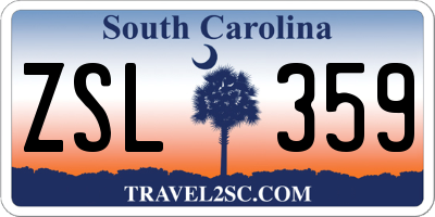 SC license plate ZSL359