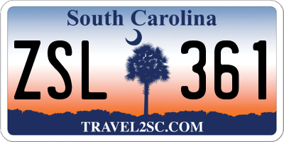 SC license plate ZSL361