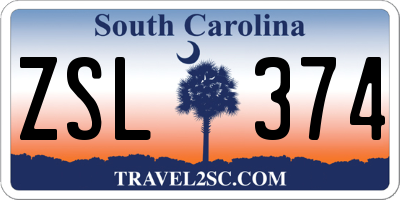 SC license plate ZSL374