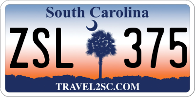 SC license plate ZSL375