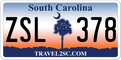 SC license plate ZSL378