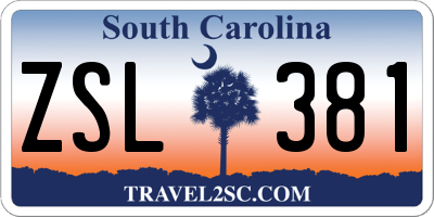 SC license plate ZSL381