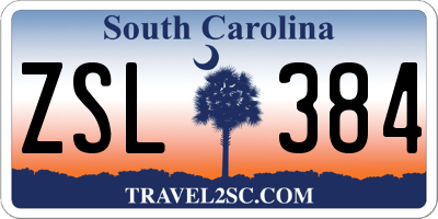 SC license plate ZSL384