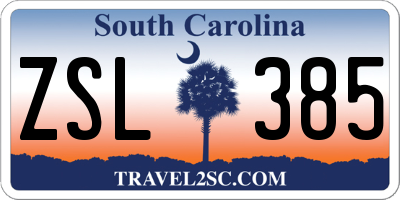 SC license plate ZSL385