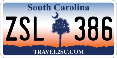 SC license plate ZSL386