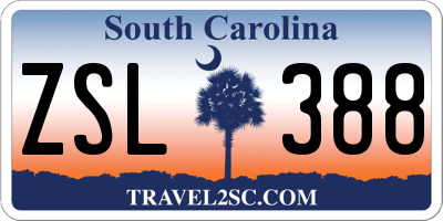 SC license plate ZSL388