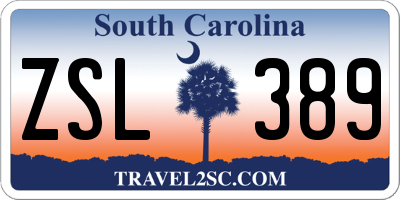 SC license plate ZSL389