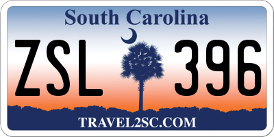 SC license plate ZSL396