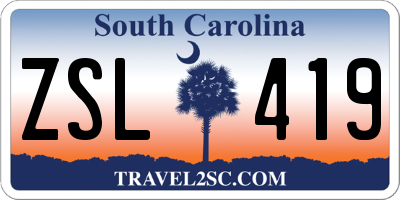 SC license plate ZSL419