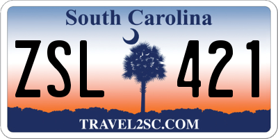 SC license plate ZSL421