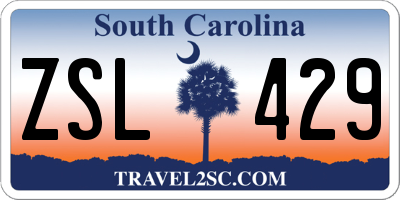 SC license plate ZSL429