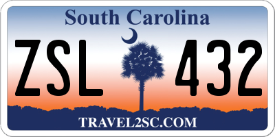 SC license plate ZSL432