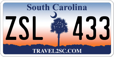 SC license plate ZSL433