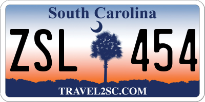 SC license plate ZSL454