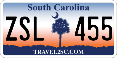 SC license plate ZSL455