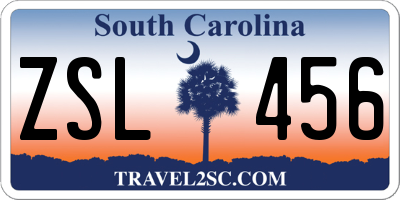 SC license plate ZSL456