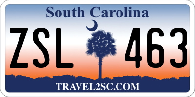 SC license plate ZSL463
