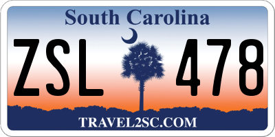 SC license plate ZSL478